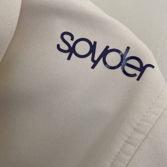 Spyder Women’s White Soft Shell Fleece Lined Jacket with Colorblock Hood. Medium - Picture 9 of 14